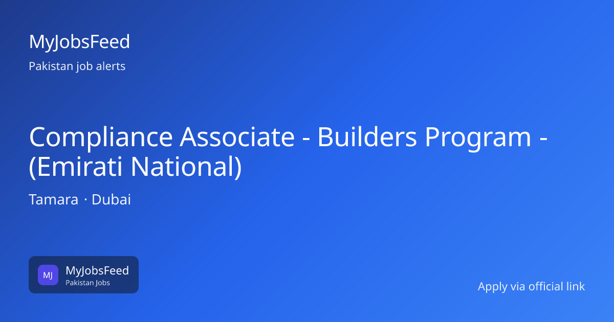 Compliance Associate - Builders Program Jobs 2026