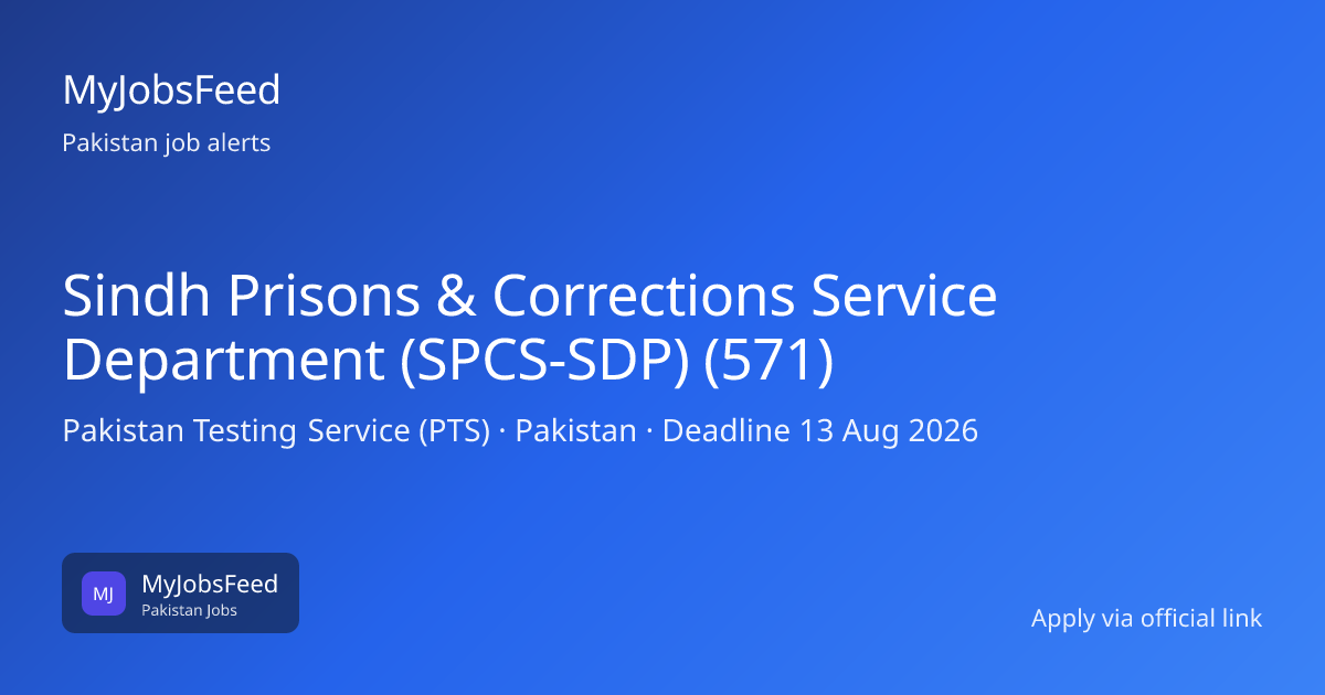 Sindh Prisons & Corrections Service Department Jobs 2026